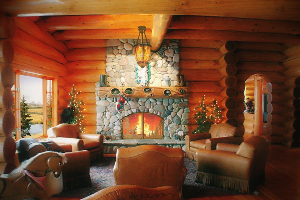 Luxury Log Home Living Room