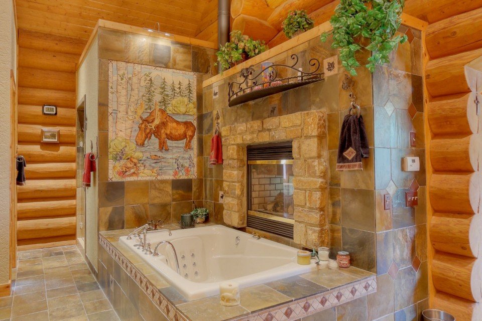 Log Home Master Bathroom