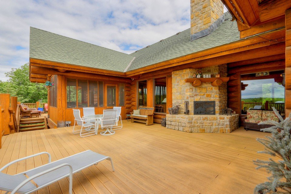 Log Home Outdoor Fireplace