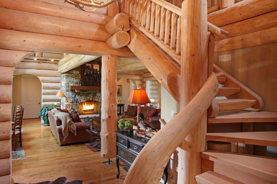 Rustic Log Home Staircase